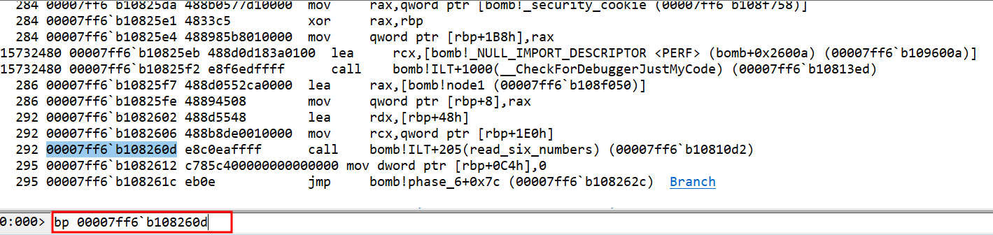 breakpoint on read_six_numbers